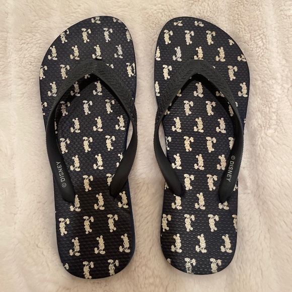 Disney Shoes - Disney Mickey Mouse Women’s Flip Flops Navy Size 7/8